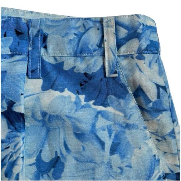 Tibi Shorts 10 NEW Blue Floral Silk and Linen 9” Inseam - Picture 6 of 6